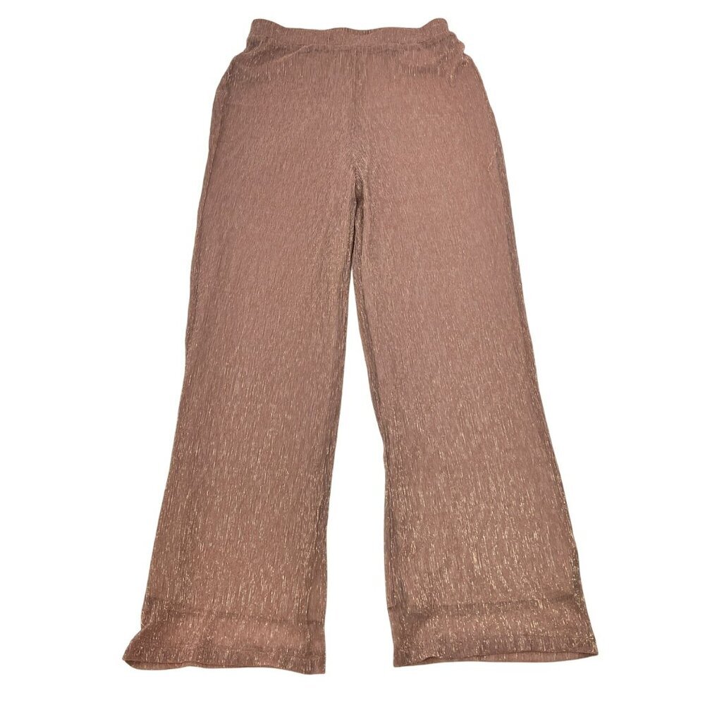 Skies Are Blue Womens Shimmer Straight Leg Dress Pants Pull On Rose Gold Small